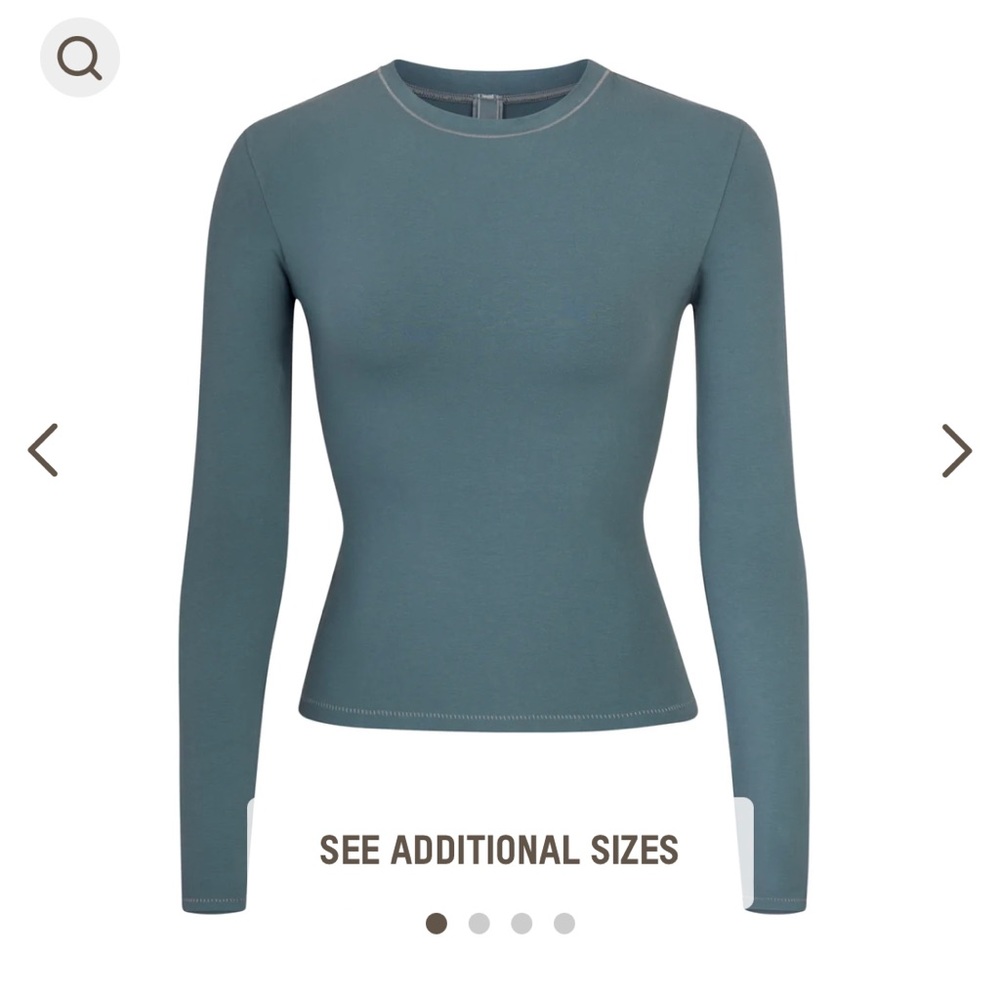 Skims COTTON JERSEY LONG SLEEVE T-SHIRT - Kyanite